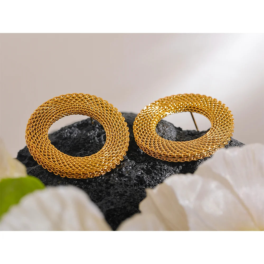 Golden Mesh Disc Earrings
