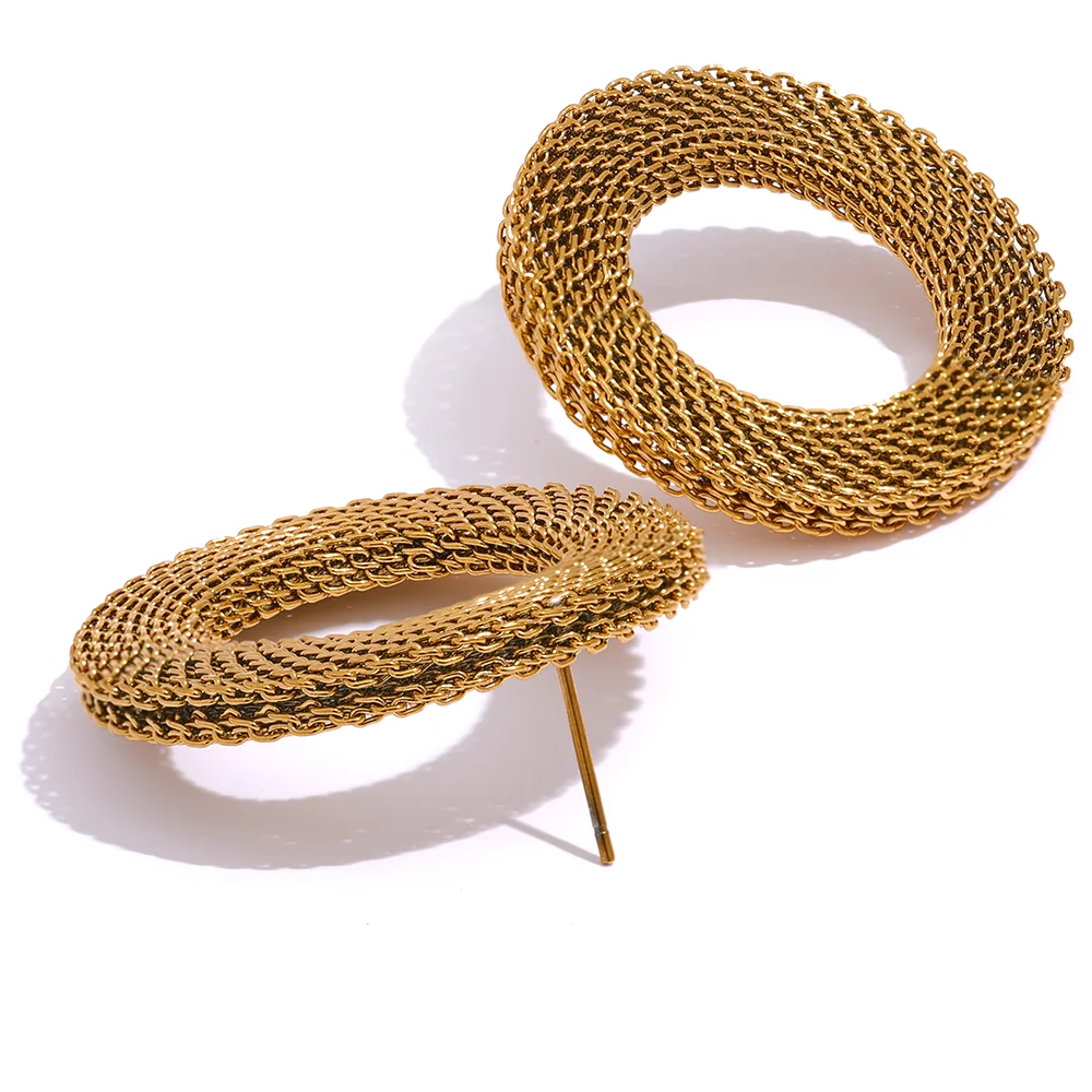 Golden Mesh Disc Earrings