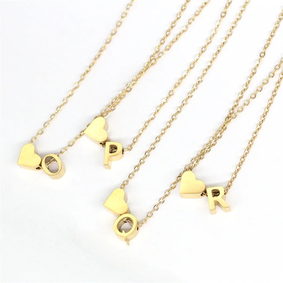 Heart & Initial Lariat Necklace