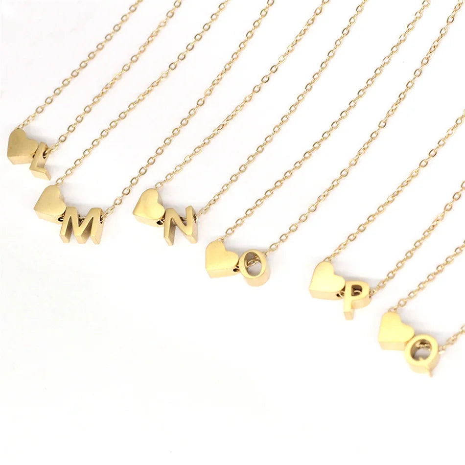 Heart & Initial Lariat Necklace
