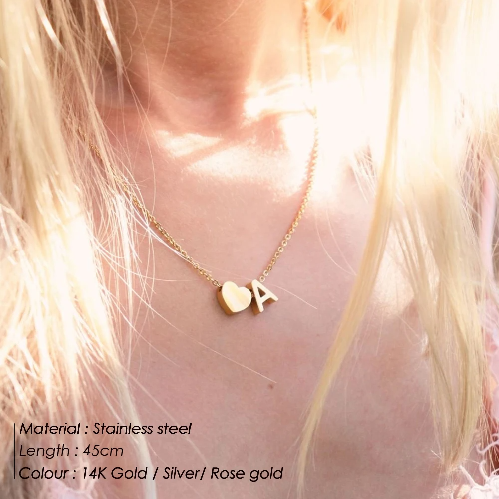 Heart & Initial Lariat Necklace