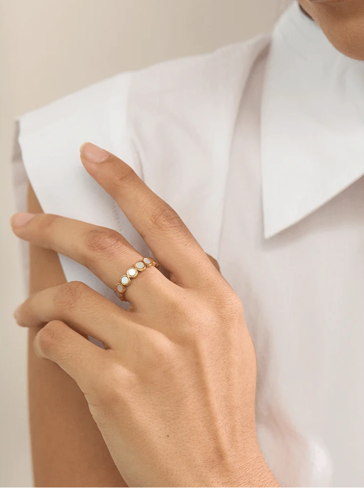 Gold Enamel Dot Ring