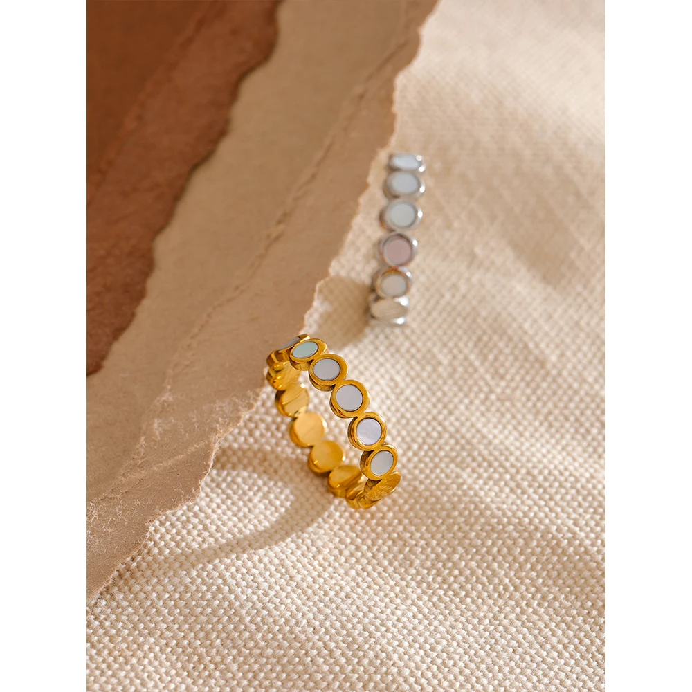 Gold Enamel Dot Ring