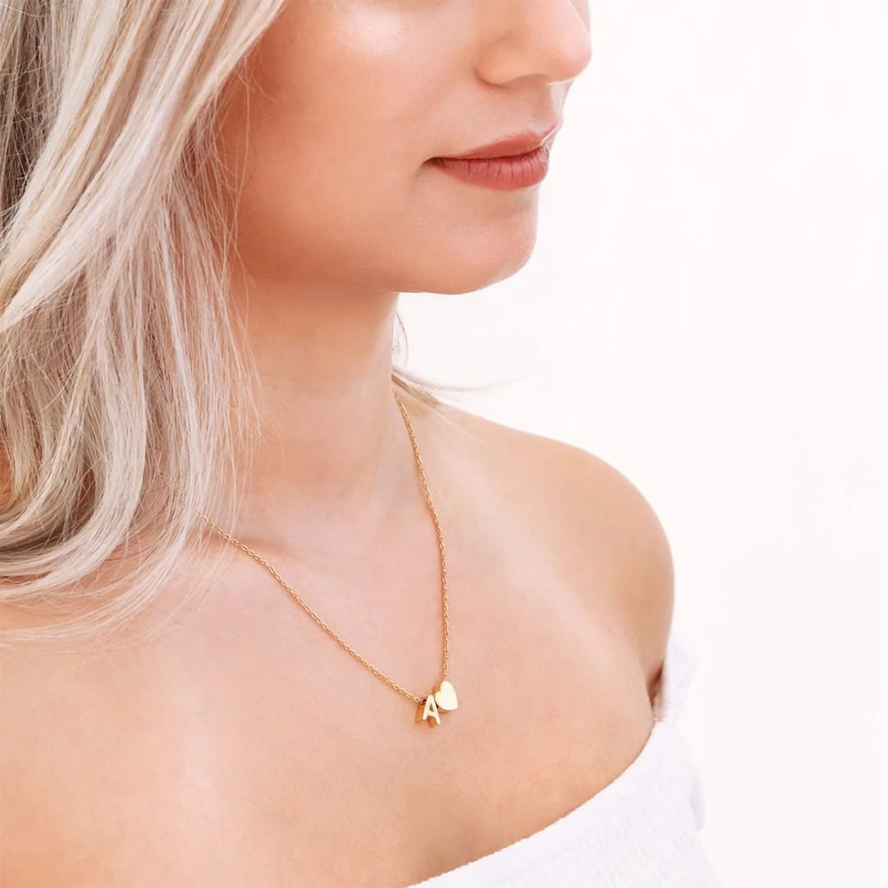 Heart & Initial Lariat Necklace