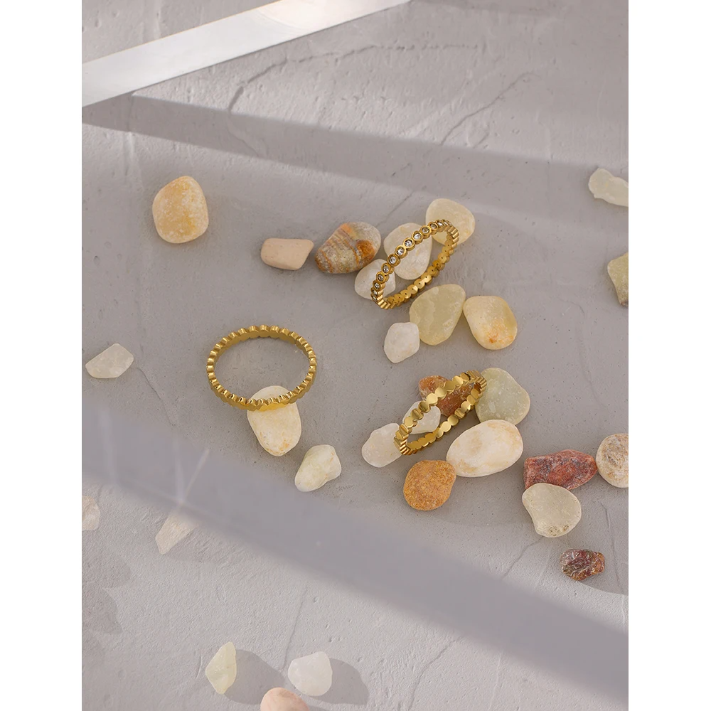 Scalloped Crystal Stack Ring