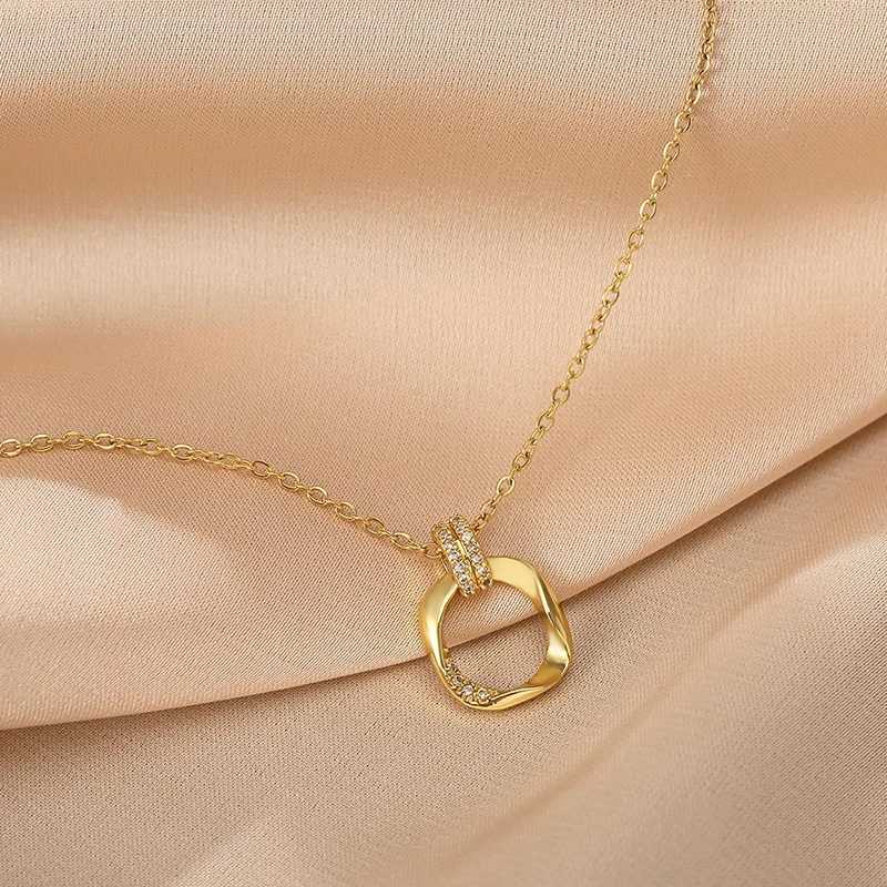 Pave Square Loop Necklace