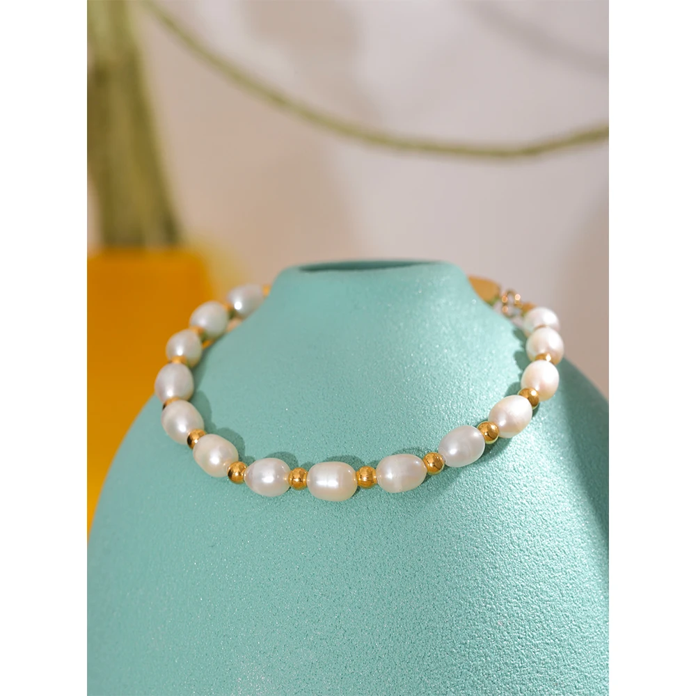 Pearl & Gold Station Bracelet