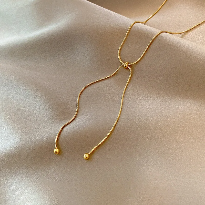 Lariat Slider Snake Chain Necklace