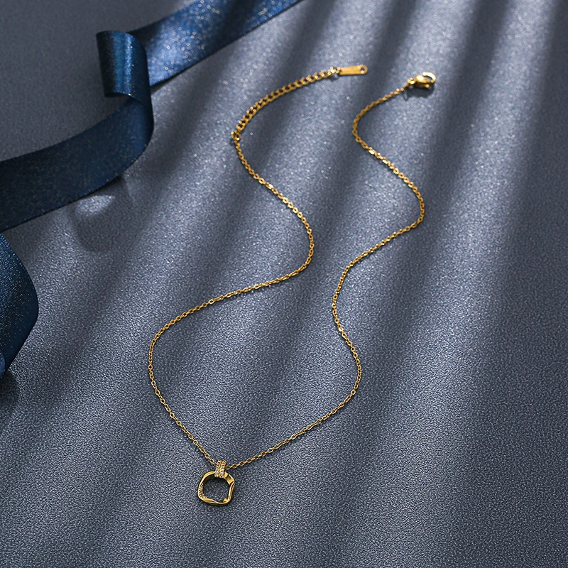 Pave Square Loop Necklace