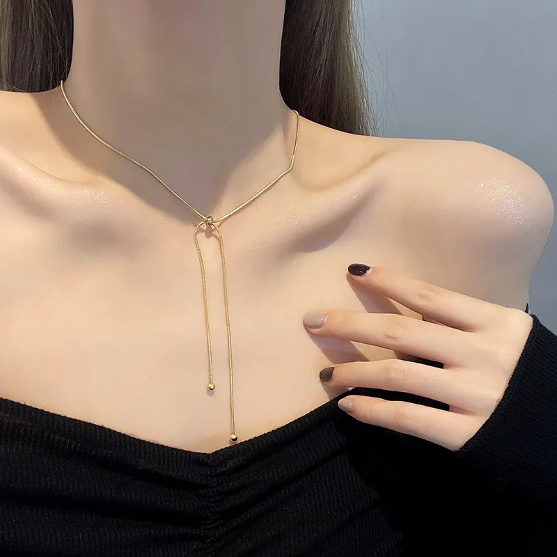 Lariat Slider Snake Chain Necklace