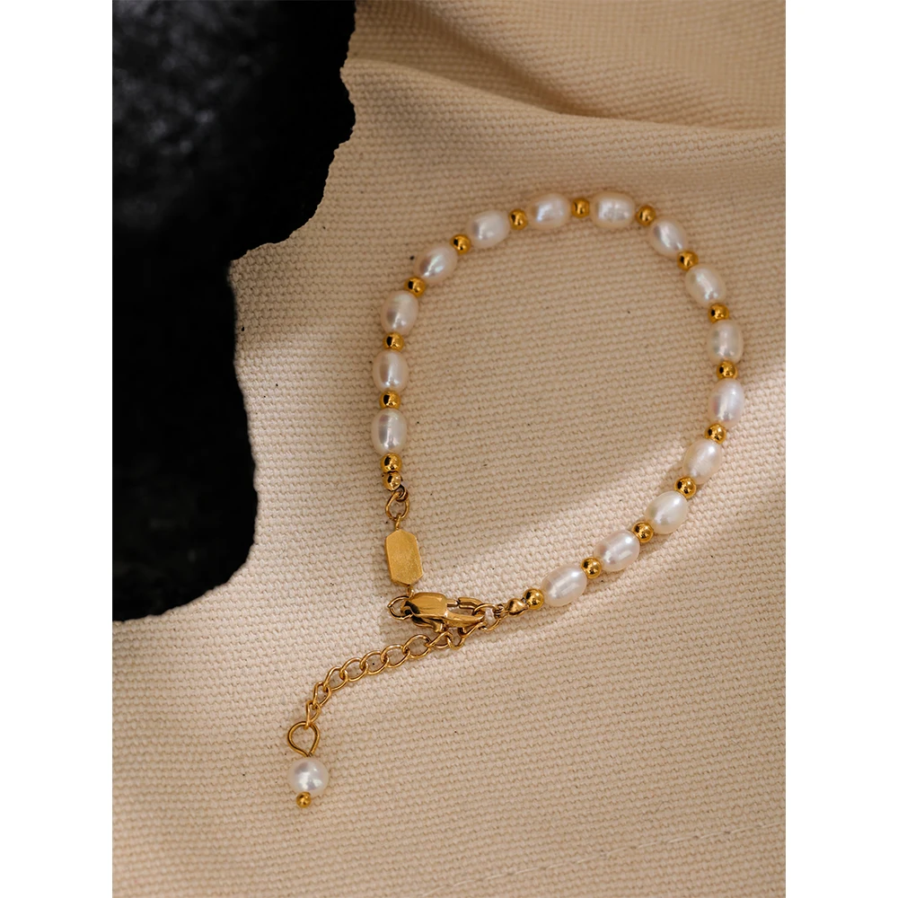 Pearl & Gold Station Bracelet