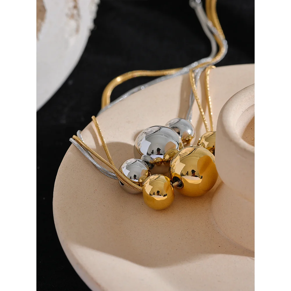Triple Sphere Statement Necklace