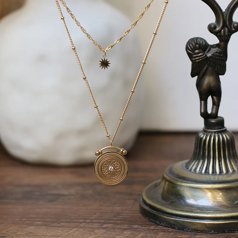 Sunburst Medallion Layered Necklace