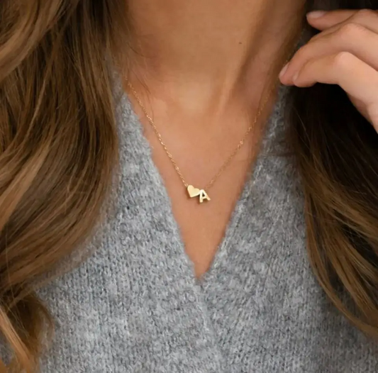 Heart & Initial Lariat Necklace