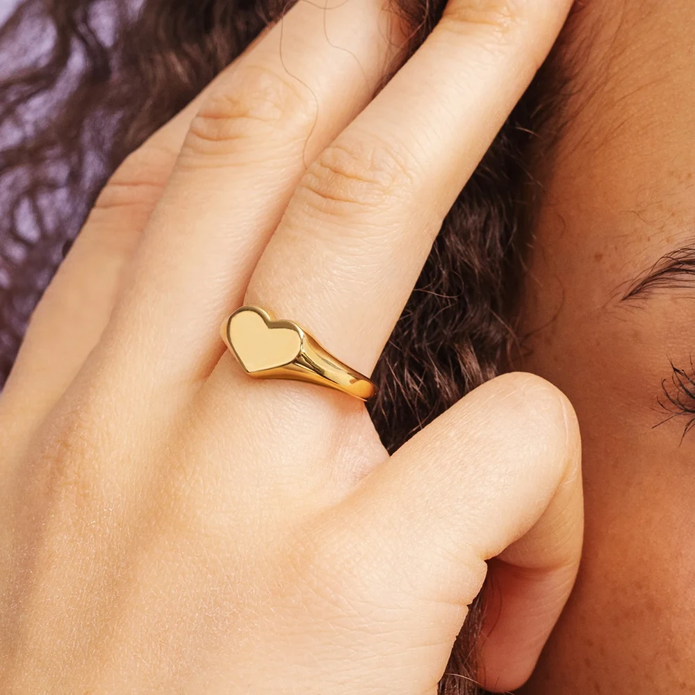 Golden Heart Signet Ring
