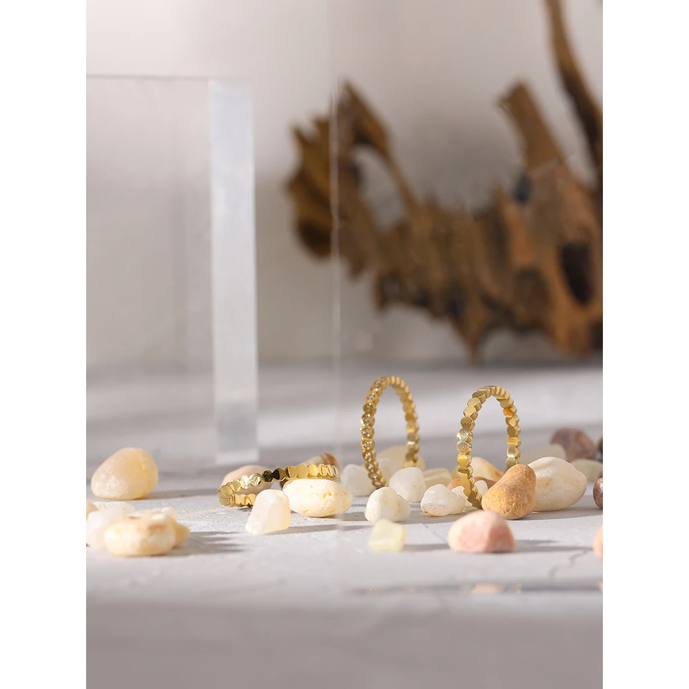 Scalloped Crystal Stack Ring