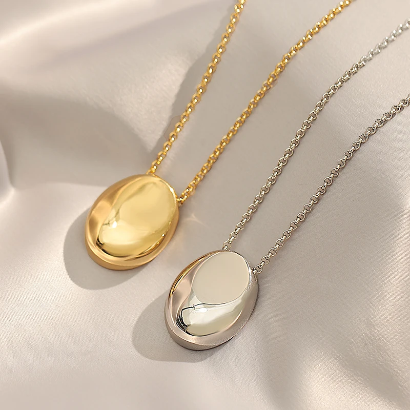 Sculpted Oval Pendant Necklace
