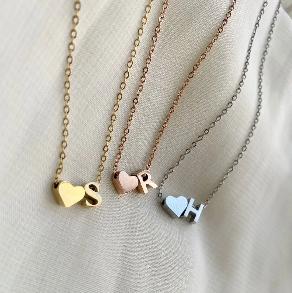 Heart & Initial Lariat Necklace