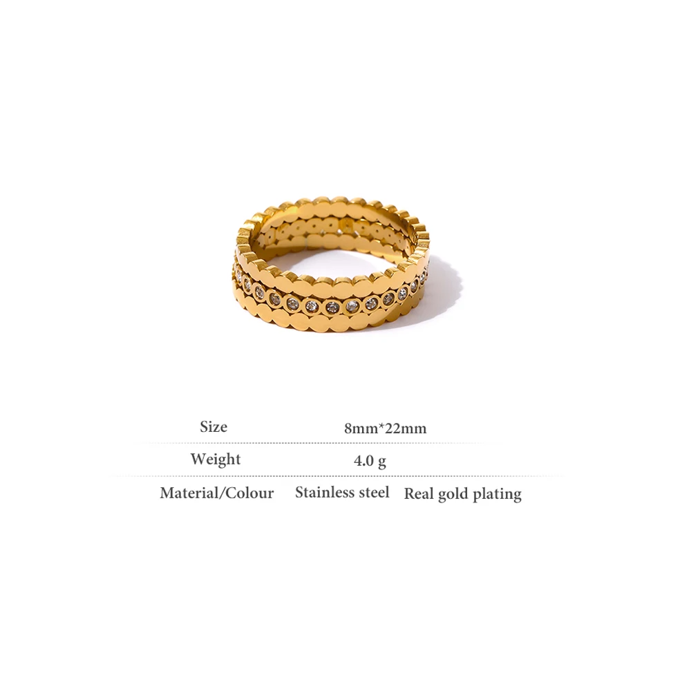 Scalloped Crystal Stack Ring