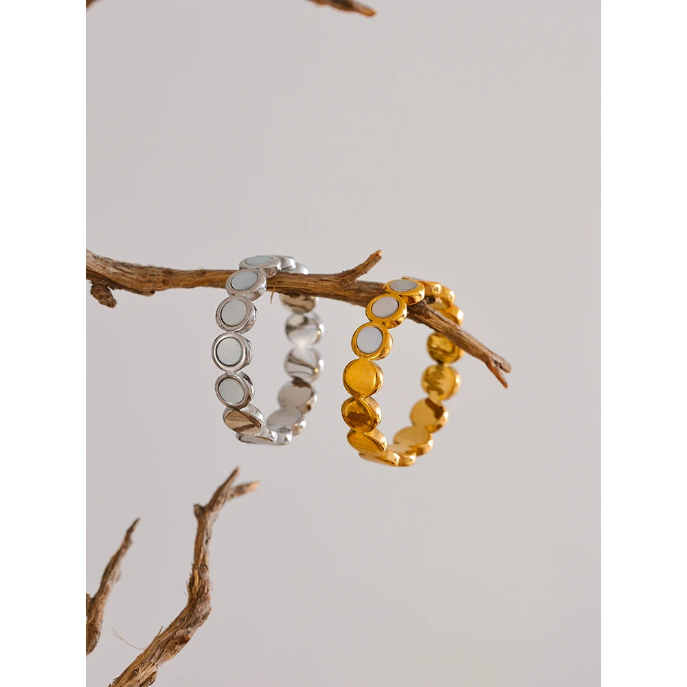 Gold Enamel Dot Ring