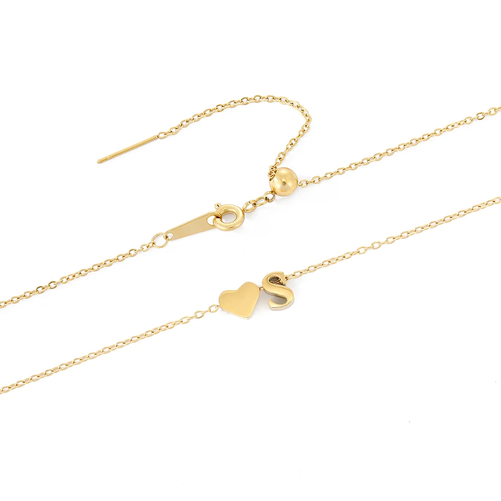 Heart & Initial Lariat Necklace