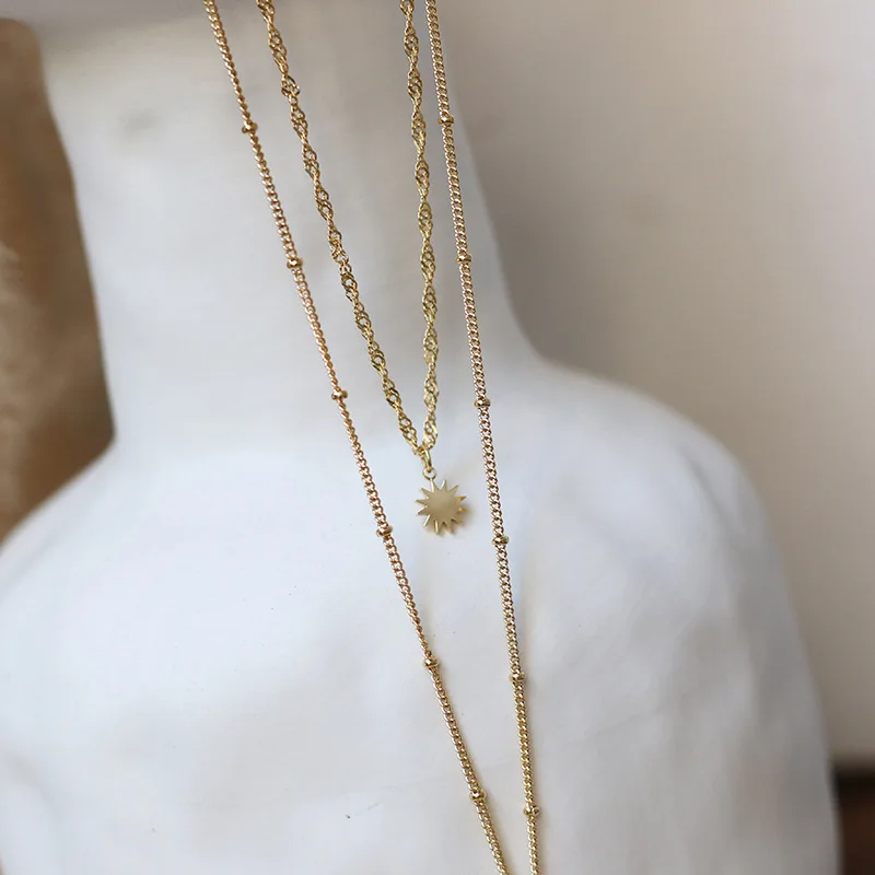 Sunburst Medallion Layered Necklace