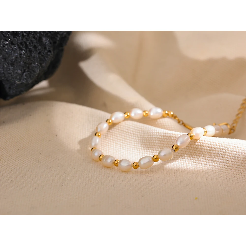 Pearl & Gold Station Bracelet