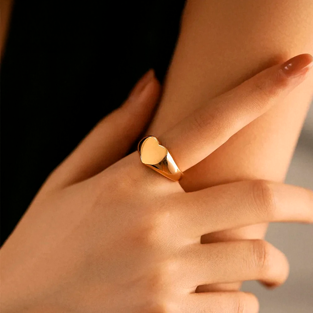 Golden Heart Signet Ring
