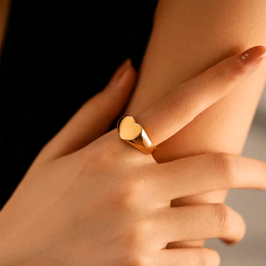 Golden Heart Signet Ring