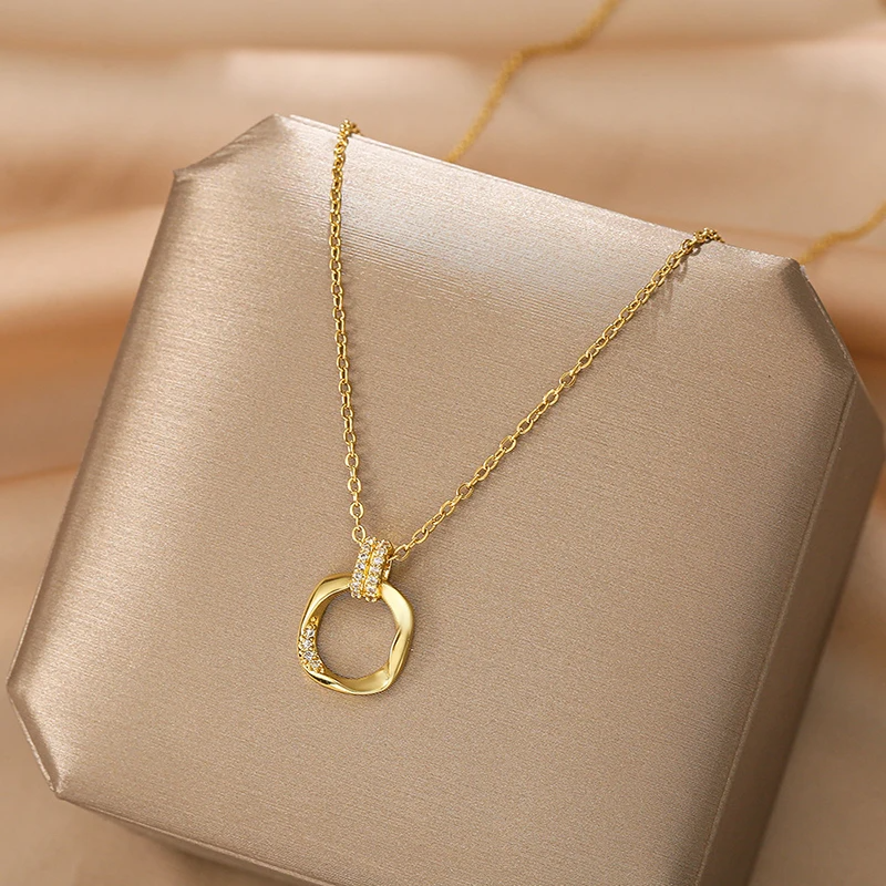 Pave Square Loop Necklace