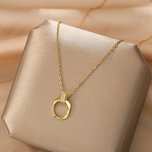 Pave Square Loop Necklace