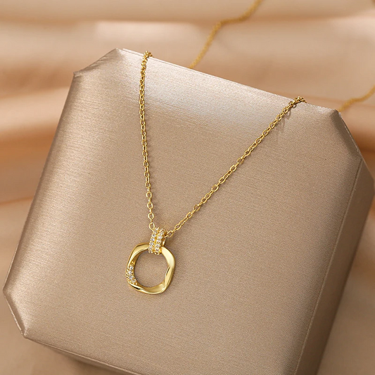 Pave Square Loop Necklace