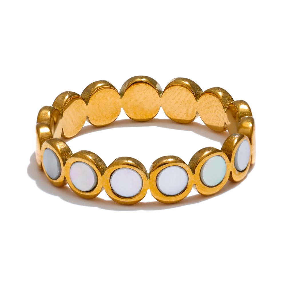 Gold Enamel Dot Ring
