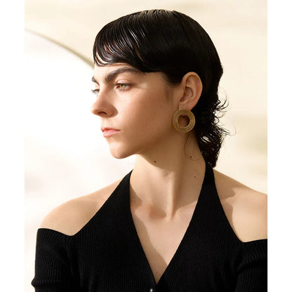 Golden Mesh Disc Earrings