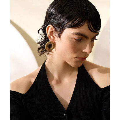 Golden Mesh Disc Earrings