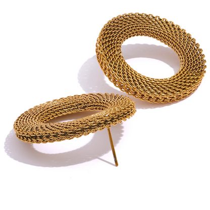 Golden Mesh Disc Earrings