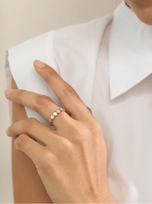 Gold Enamel Dot Ring