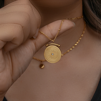 Sunburst Medallion Layered Necklace