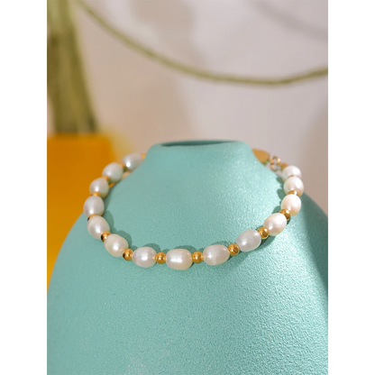 Pearl & Gold Station Bracelet