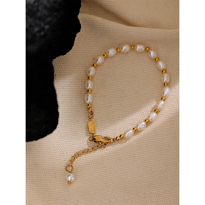 Pearl & Gold Station Bracelet