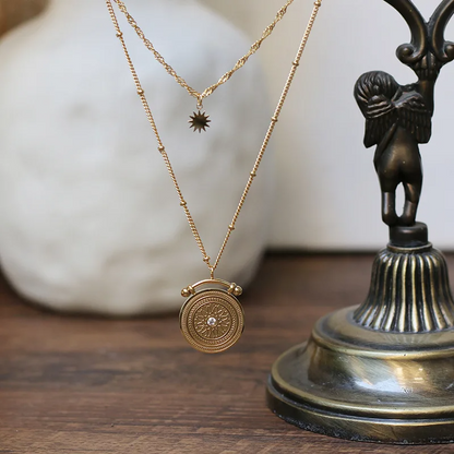 Sunburst Medallion Layered Necklace