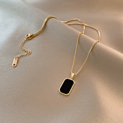 Onyx Edge Pendant Necklace