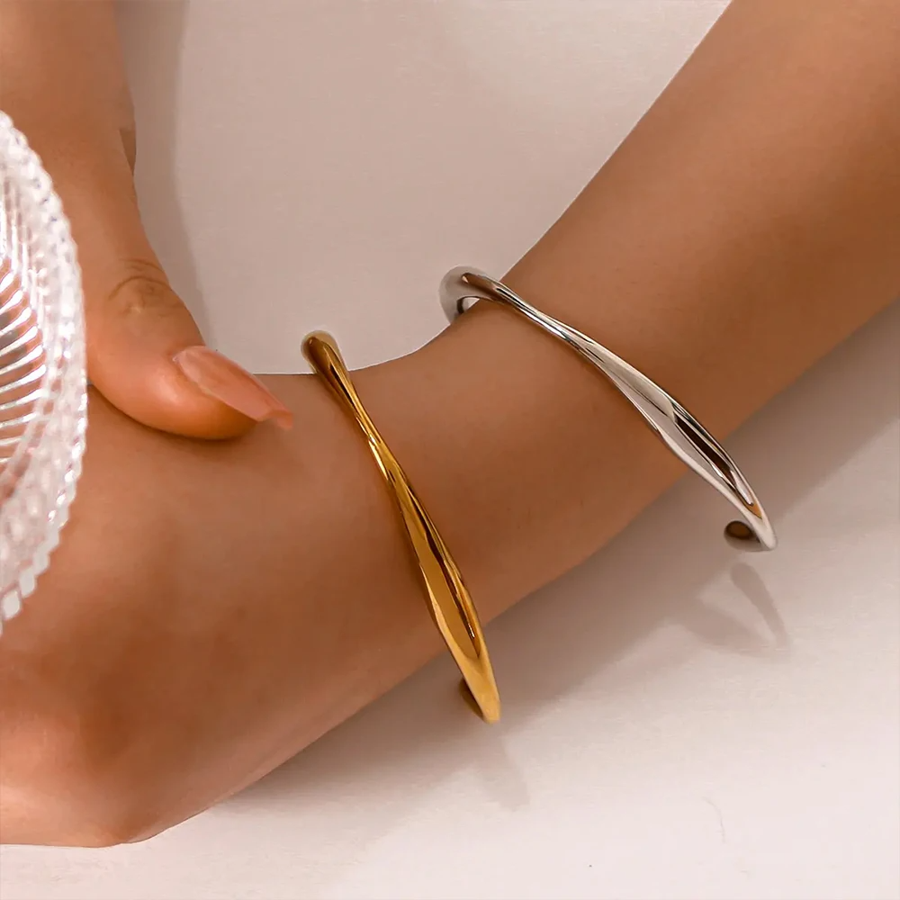 Fluid Wave Cuff Bracelet