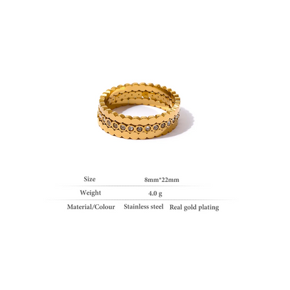 Scalloped Crystal Stack Ring