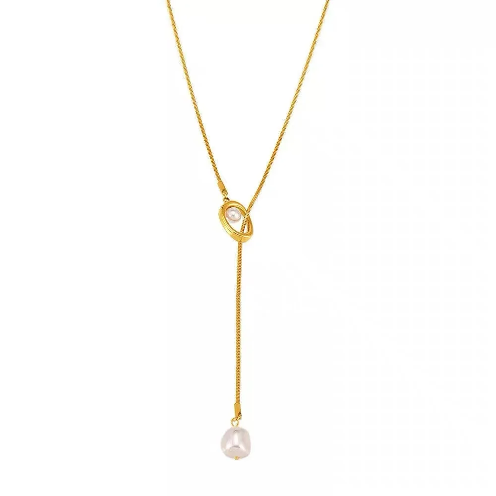 Pearl Loop Lariat Necklace