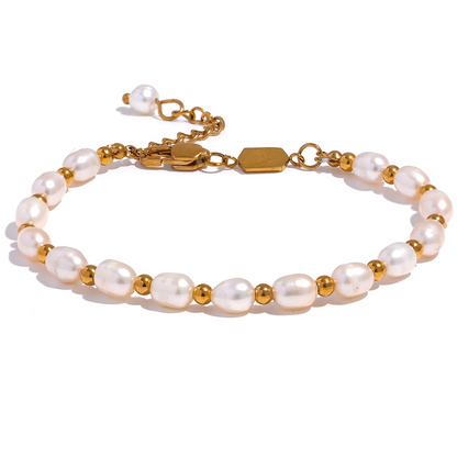 Pearl & Gold Station Bracelet